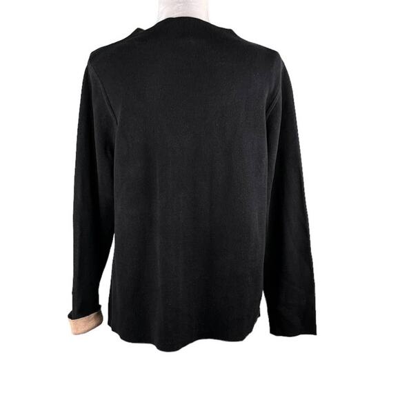 Eileen Fisher Sweater Large Silk Blend Black Beige Contrast Sleeve - Picture 6 of 15